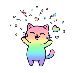 Celebrating cat illustration — stay on track